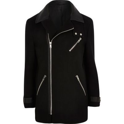 Black asymmetric zip jacket